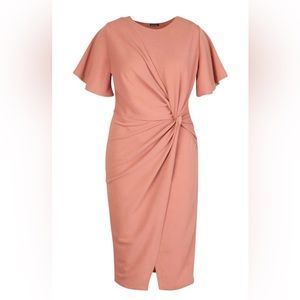 Plus Size 14 Angel Sleeve Twist Detail MIDI Dress